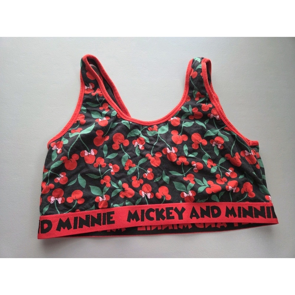 Torrid‎ Bralette Bra Plus Size 1X Wireless Scoop Neck Minnie Mickey Cherries